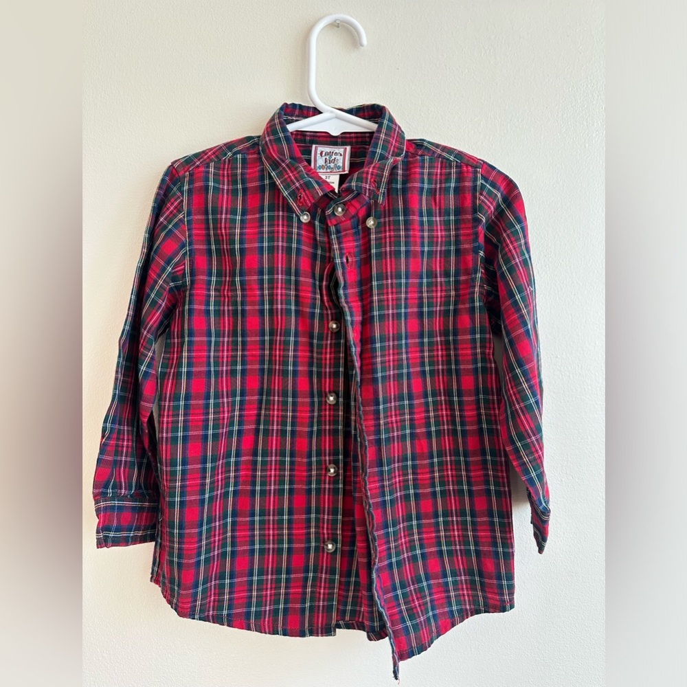 Christmas Plaid Toddler boys button down shirt, size 3T